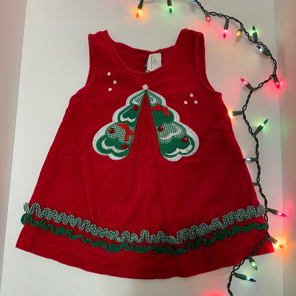 Vintage Toddler Corduroy Christmas Tree Dress